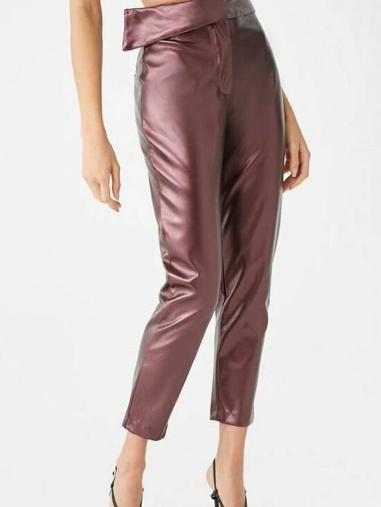 Forever 21 Pants - Forever 21 AUBERGINE Faux Leather Ankle Pants Small S
